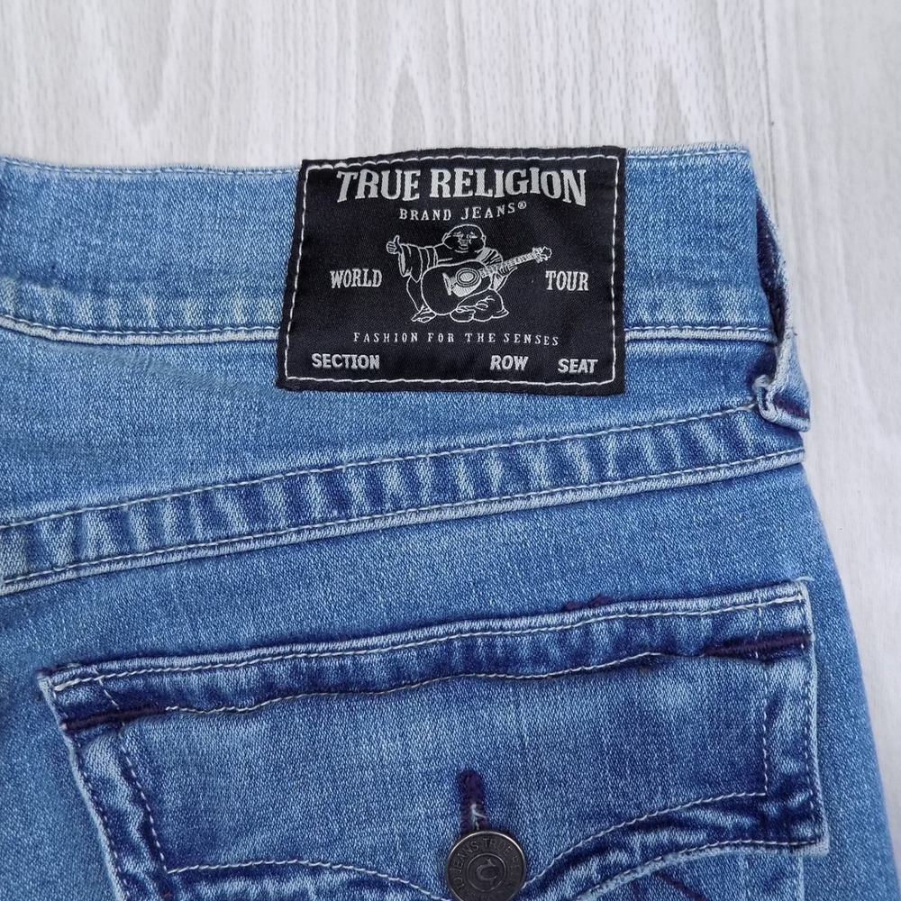 True Religion Geno Relaxed Slim Jeans Mens 32 Blue Flap Pocket Designer Y2K